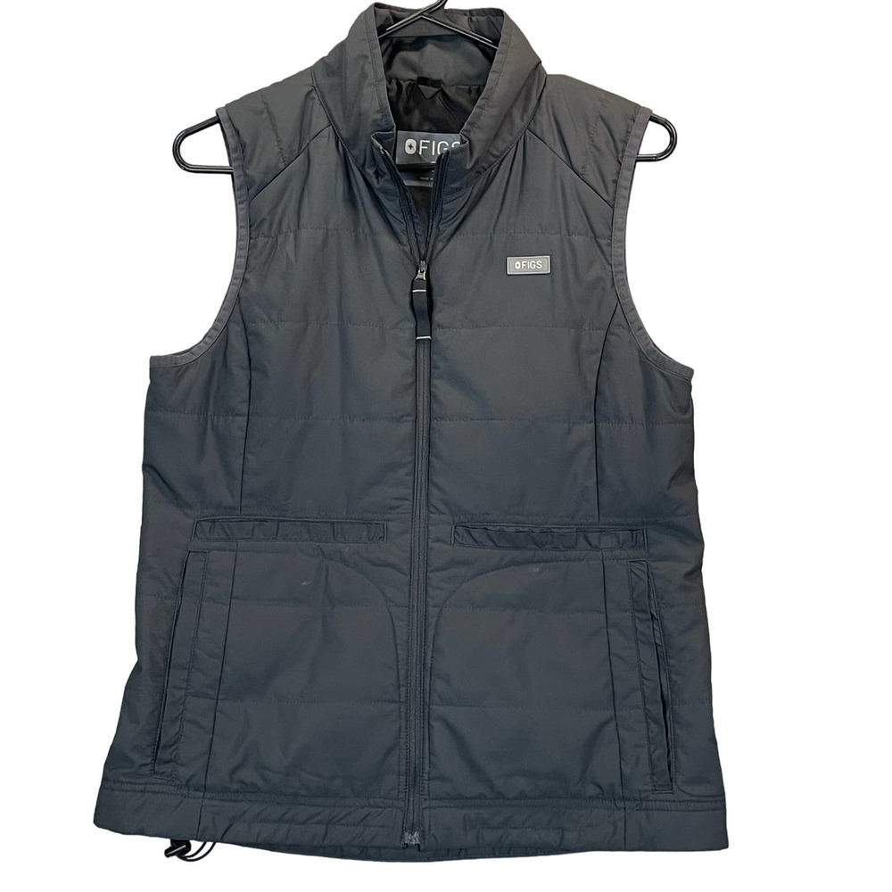 FIGS Scrubs Utility Puffer Vest Full Zip Lightweight Dark Gray Womens Medium